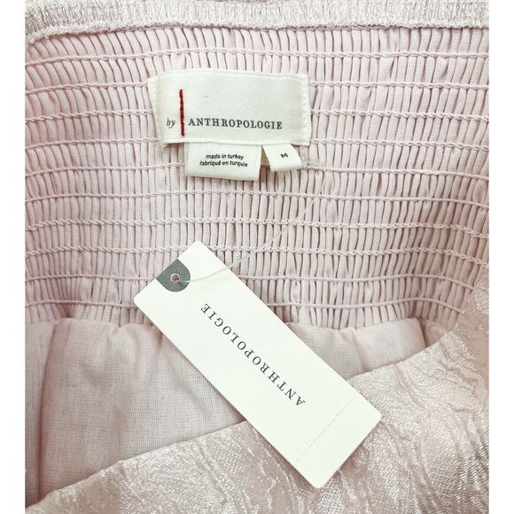 Anthropologie Textured Puff-Sleeve Midi Dress Light Pink Size Medium NEW - Picture 8 of 10